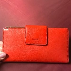 Red Emma RFID Tab Clutch Fossil wallet